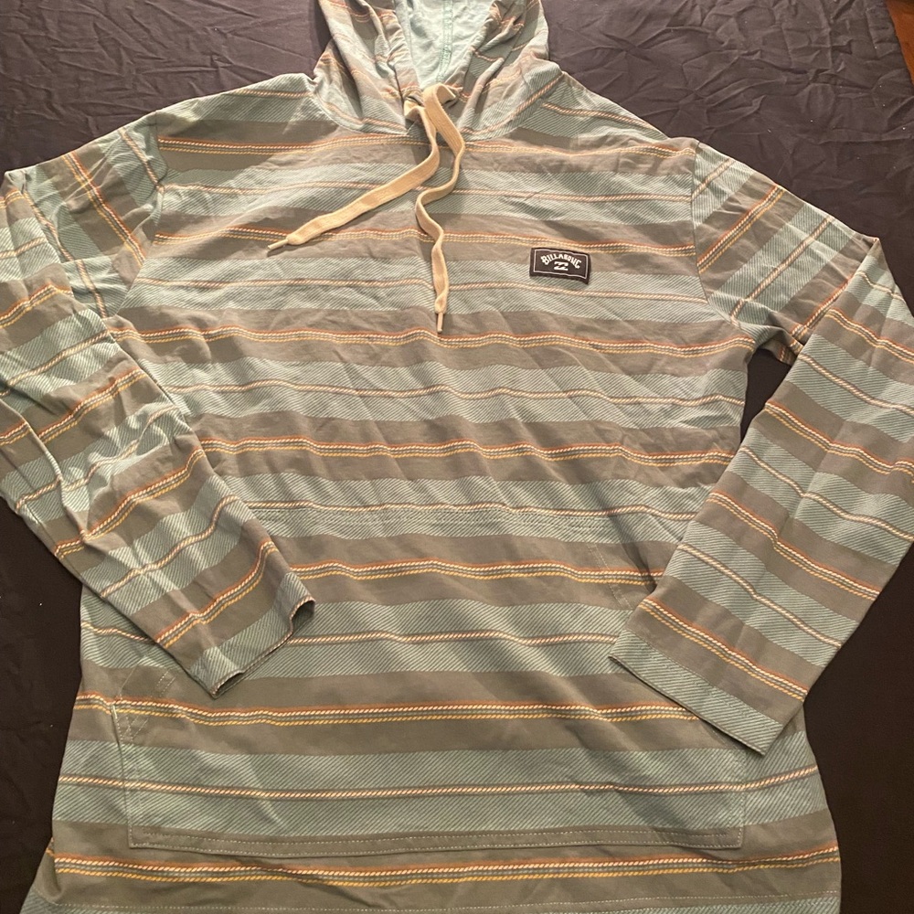 Billabong Men's Long Sleeve Hooded Tee - Sage Striped